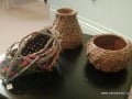 Rainbow Whimsy and two pine needle pots